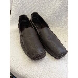 Froggie Brown Leather Square Toe Loafers Slip On Comfort Shoes Women's Size 41